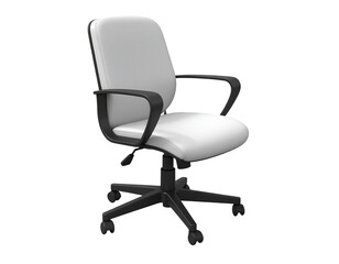 Fototapeta premium Sleek, modern, white office chair with black accents and rolling base