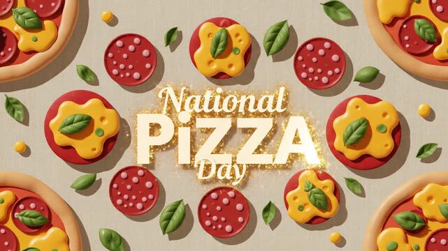National Pizza Day Celebration Food Background Graphic