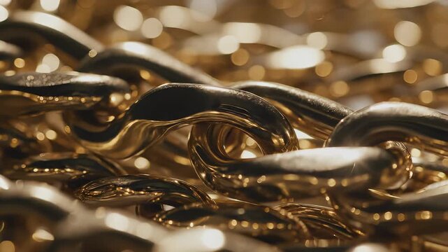 Close-up of a golden chain, a symbol of luxury and wealth.