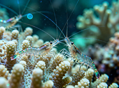 cleaner shrimp intimately interacting with cora