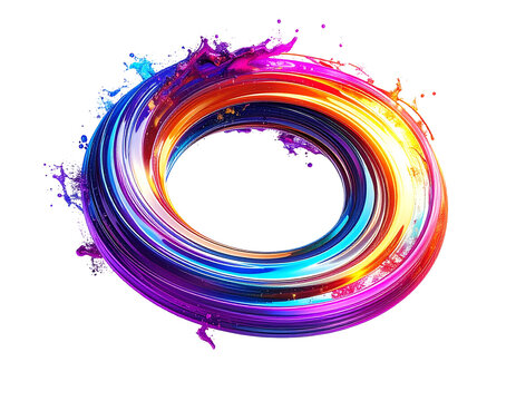 Vibrant, fluid, luminous ring of color with swirling motion