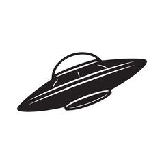 UFO Flying Saucer Icon &ndash; Alien Spaceship Silhouette Vector