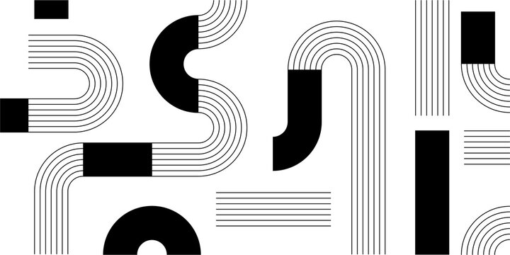 Abstract linear pattern illustration with flowing parallel stripes. Monochrome, white and black. Clean modern art composition, ideal for branding, packaging, editorial layouts and stylish backgrounds