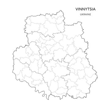 Vector Map of Vinnytsia Oblast with Administrative Subdivisions of Raions (Districts) and Hromadas (Communities) of Vinnytsia - Ukraine 2026