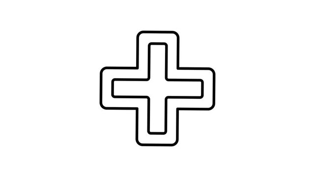 Medical Cross Animated Sign on White Background for Sites, Video, Filming