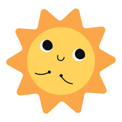 Obraz premium Funny character Sun isolated on a white background. Vector illustration in flat style
