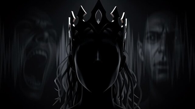 Dark Queens Reign A Silhouette of Power and Mystery in a Haunting Realm.