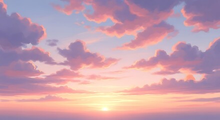 Fototapeta premium Serene sunset sky with vibrant pink and purple clouds at dusk