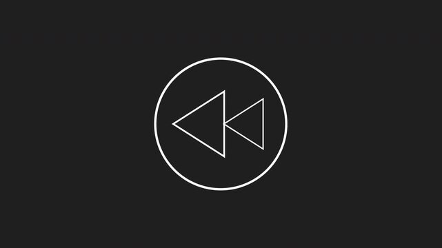 Rewind button in a circular shape in a modern design. Suitable for media player icons, retrothemed designs, nostalgic branding.