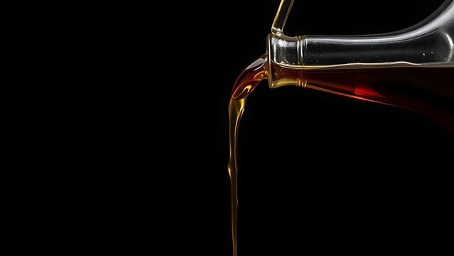 oligarchy. Dark amber liquid pouring from a flagon, creating a smooth arc. bar promotions, beverage menus, designed for product packaging and bar promotions, used by government communicators.