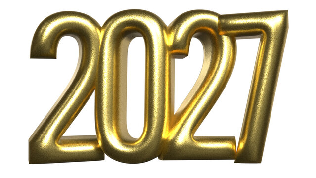 2027 number with textured golden finish on light grey background for New Year celebration