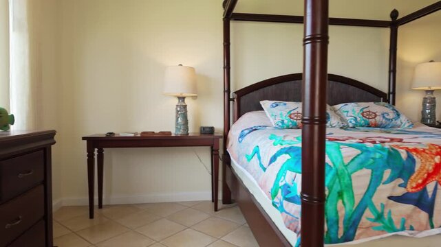 classic wooden armoire and comfortable twin beds in a luxury resort