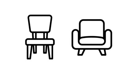 Fototapeta premium Chair and Armchair Seating Furniture Outline Icons for Modern Interior Design
