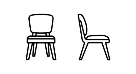 Fototapeta premium Front and Side View Chair Furniture Outline Icons for Interior Design Layouts
