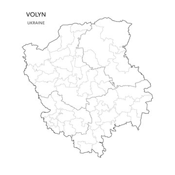 Vector Map of Volyn Oblast with Administrative Subdivisions of Raions (Districts) and Hromadas (Communities) of Volyn - Ukraine 2026