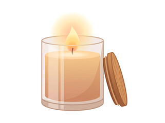Cute Style Aroma Candle with Wood Lid for Relaxation Icon