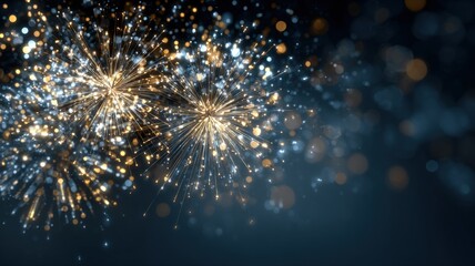Fototapeta premium Festive Sparkling Golden Light Bursts Against a Dark Backdrop for Celebrations and Holiday Events