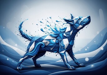 Blue dog illustration watercolor illustration . High quality photo