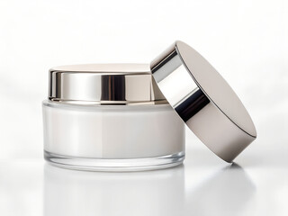 Cosmetic jar with metallic lid mockup
