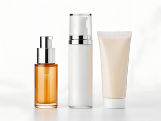 Skincare set mockup (3 products), isolated
