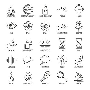 Mindfulness and meditation icons for a calm lifestyle