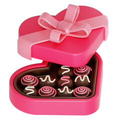 heart-shaped chocolate box 3D illustration