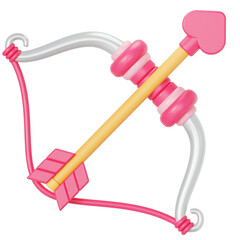 Cupid bow and arrow 3D illustration