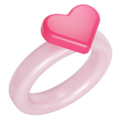 Heart-shaped ring 3D illustration