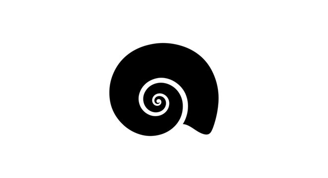 Black spiral snail shell symbol icon.