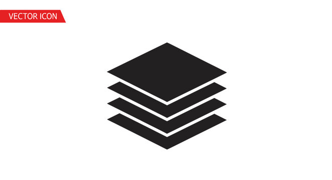 Black stacked square layers icon.