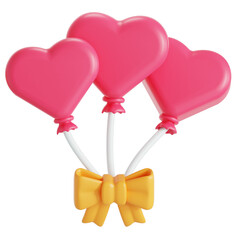 Love-shaped balloons 3D illustration