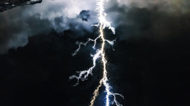 uriel. Aerial view of a deep lightning-shaped crack splitting a smooth glacier surface. travel magazines, destination branding, designed for travel destination branding, used by lab technicians.
