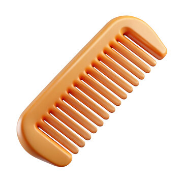 3d rendered peach colored hair comb isolated on transparent background