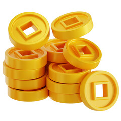 Chinese coin packs 3D illustration
