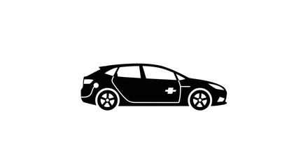 Obraz premium Black silhouette of a hatchback car.