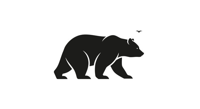 Black bear walking profile view.
