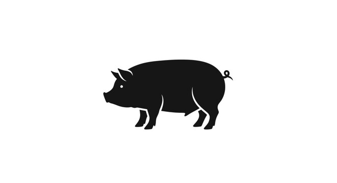 Black silhouette of a pig animal.