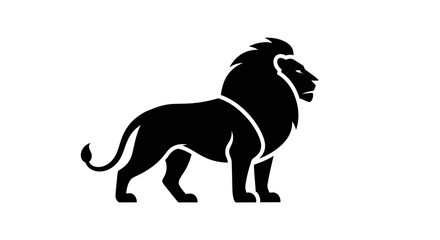 Black silhouette of a lion standing. © nur