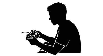 Man playing video games at home.