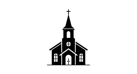 Simple Church Building Icon Design.