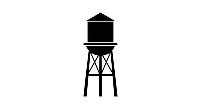 Water tower on metal structure.