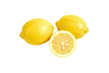 Three Fresh Lemons, One Sliced