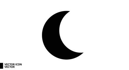 Black crescent moon shape symbol icon. © M FAIZAL