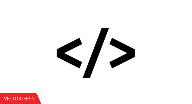 Black coding symbol on white background.