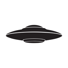 UFO Icon Vector &ndash; Flying Saucer Alien Spacecraft Silhouette