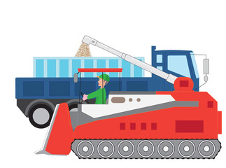 米の収穫作業をしている農家