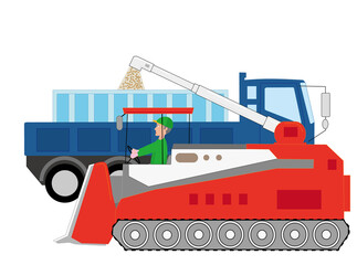 米の収穫作業をしている農家