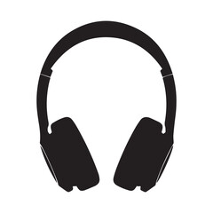 Black Headphone Icon Vector &ndash; Minimal Music Headset Silhouette
