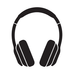 Black Headphone Icon Vector &ndash; Minimal Music Headset Silhouette
