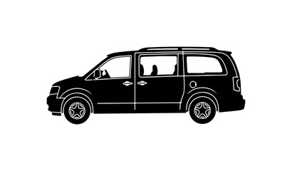 Fototapeta premium Black Vector Silhouette Minivan
